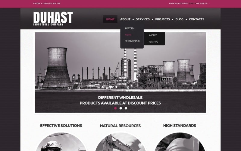 Modello gratuito di sito Web reattivo per l'ecologia industriale