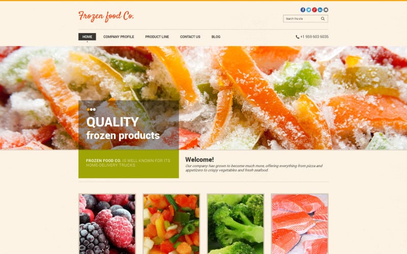 Modelo de site de comida congelada responsivo gratuito