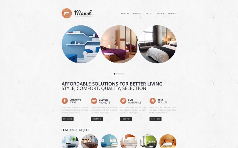 Plantilla de sitio web adaptable de empresa de muebles gratis