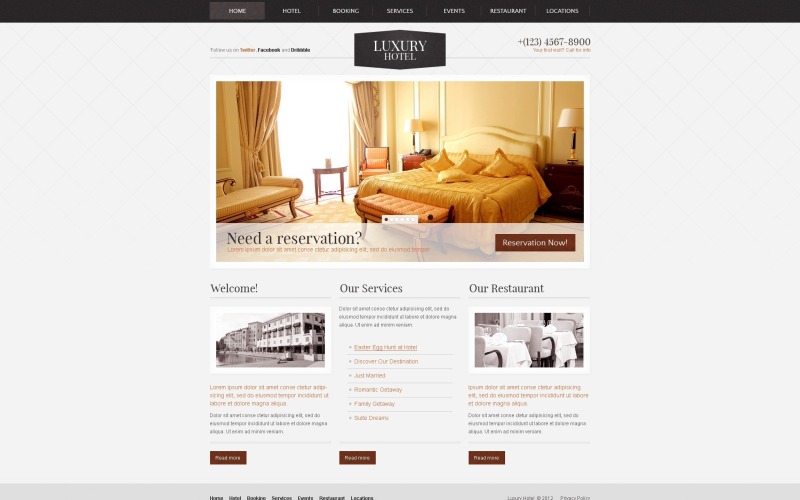 Tema del sito web di hotel gratuito