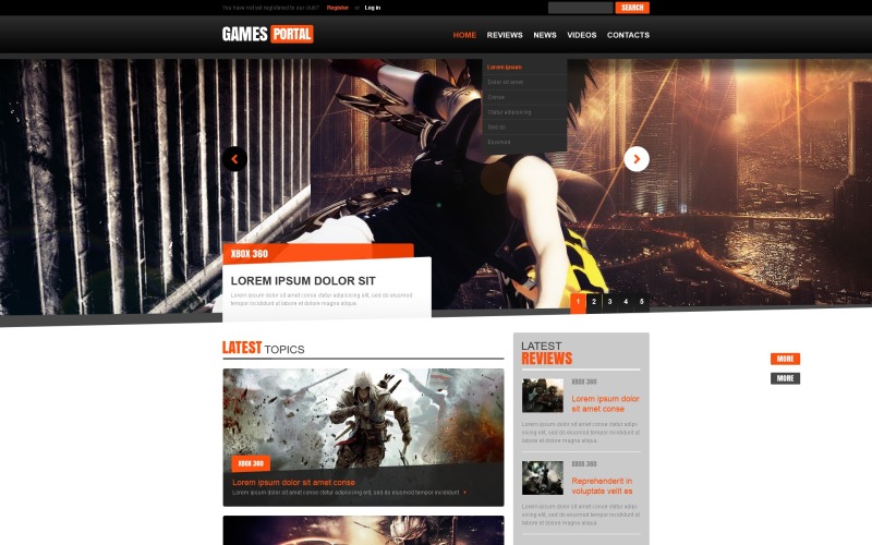 Thème gratuit du site Web du portail de jeux