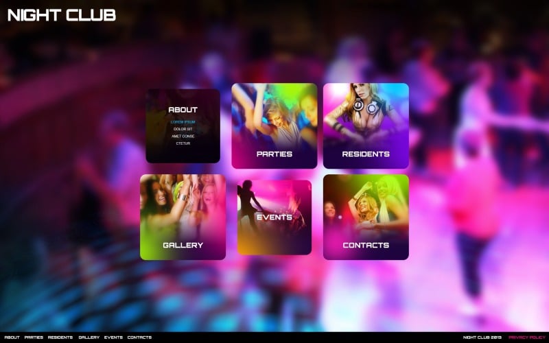Charge-Free Night Club Website Template