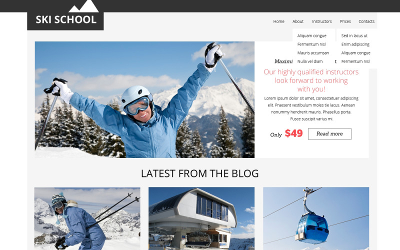 Gratis ski-responsieve websitesjabloon