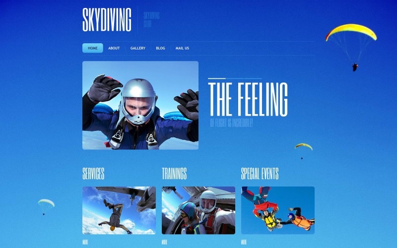 Kostenloses Responsive-Website-Theme für Fallschirmspringen