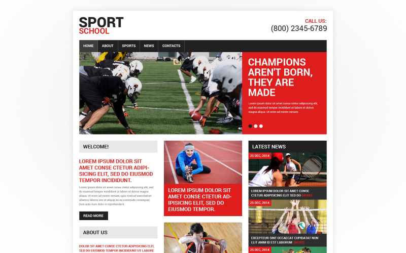 Tema de site responsivo gratuito para esportes