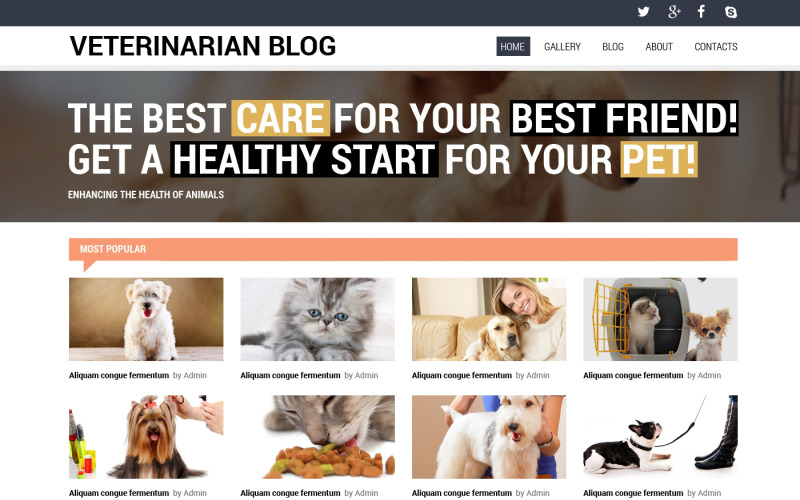 Gratis mall för responsiv webbplats för veterinär