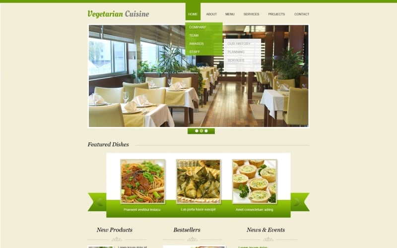 Gratis mall för webbplats för vegetarisk restaurang