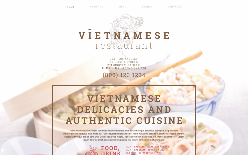 Gratis websitesjabloon voor Vietnamees restaurant