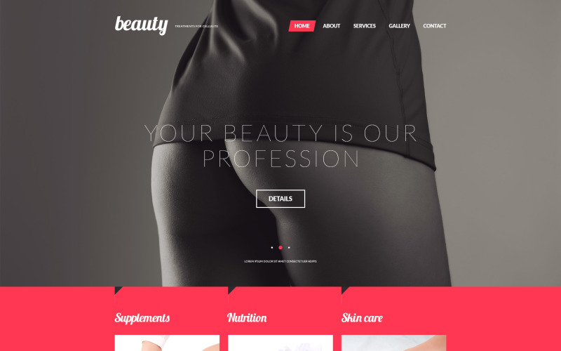 Modello di sito Web di trattamenti gratuiti per la cellulite