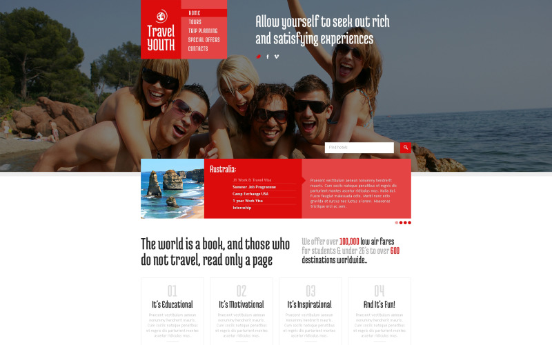 Modello di sito Web per agenzia di viaggio gratuito