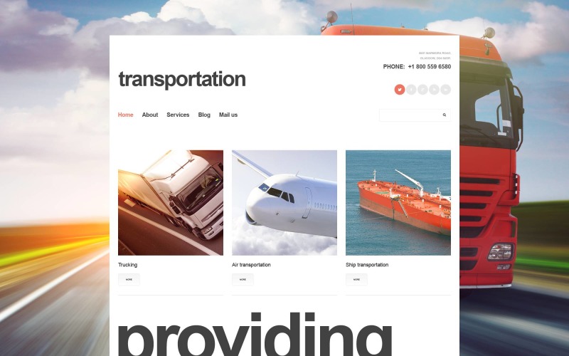 Modello di sito Web responsive per il trasporto gratuito
