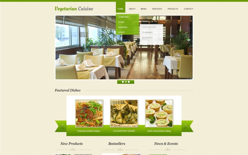 Šablona webových stránek vegetariánské restaurace zdarma