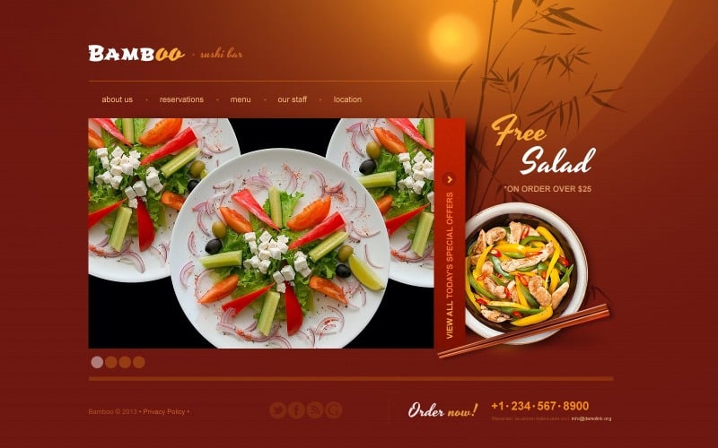 Tema de sitio web de barra de sushi gratis