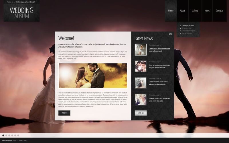 Modello di sito Web per album di nozze gratuito