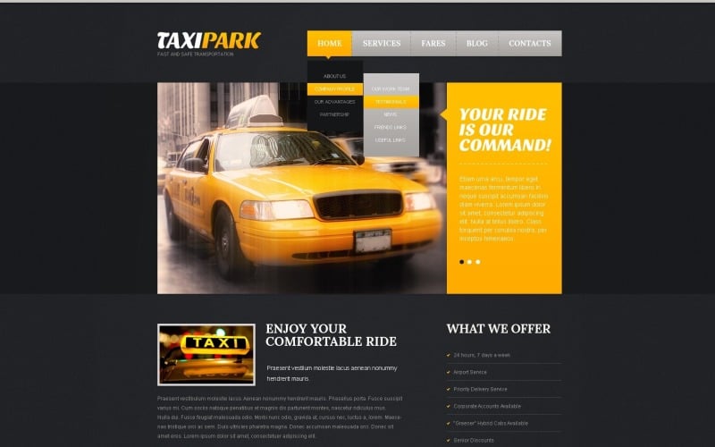 Tema gratuito para sitio web de servicios de taxi