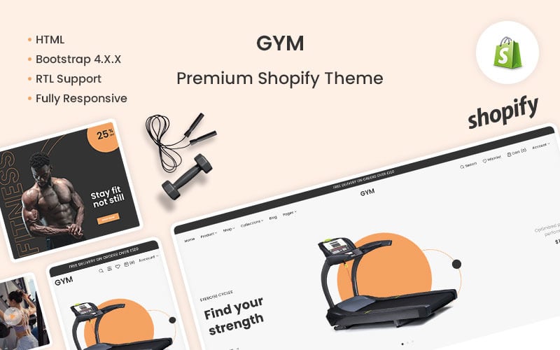 Gym - The Gym Accessories Responsive Shopify-thema