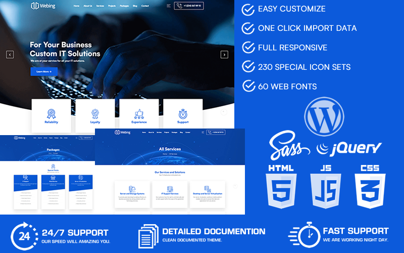 Webing - Tema de WordPress para soluciones de TI y servicios comerciales