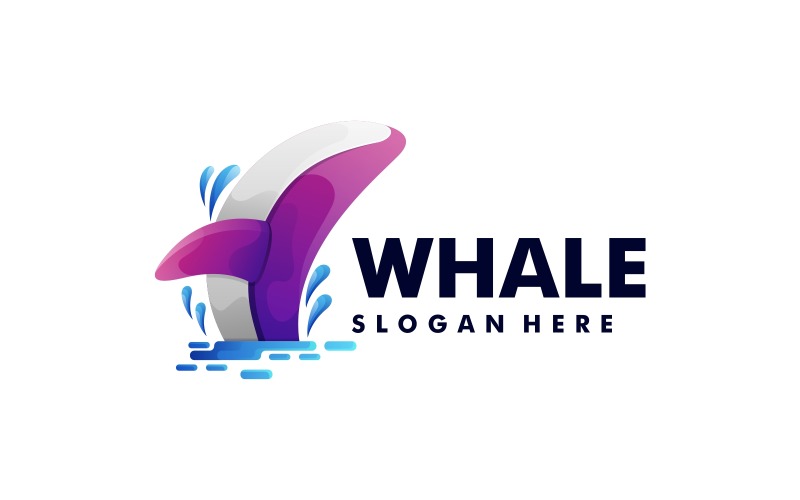Design de logotipo colorido gradiente de baleia