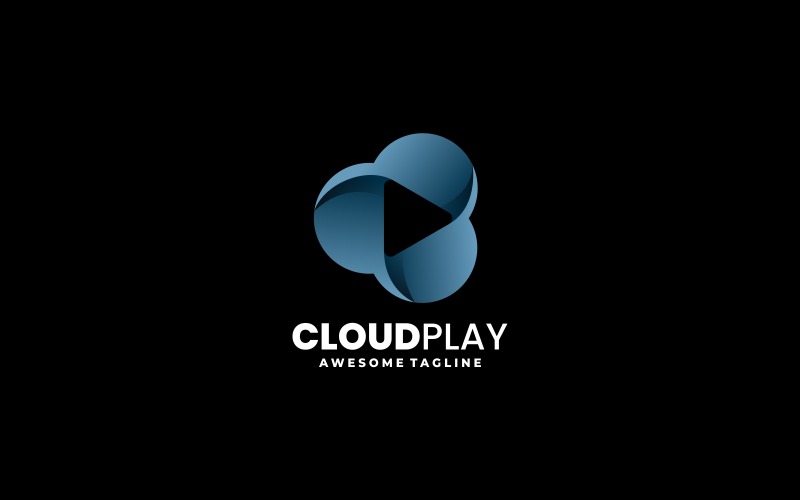 Estilo do logotipo gradiente do Cloud Play