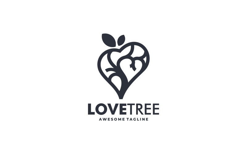 Logo de silhouette d'arbre d'amour