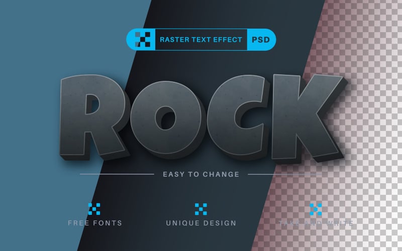 Каменная текстура - редактируемый текстовый эффект, стиль шрифта, графическая иллюстрация