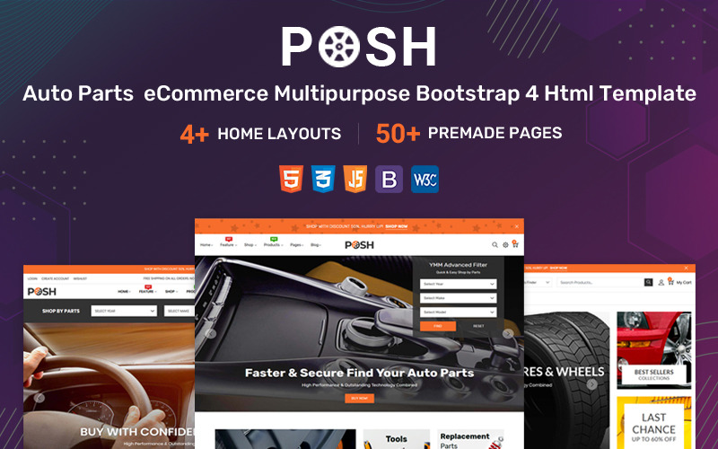 POSH | Gratis Html-mall för bildelar för flera ändamål för e-handel
