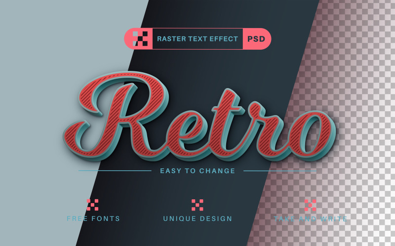 Retro — edytowalny efekt tekstowy, styl czcionki, ilustracja graficzna
