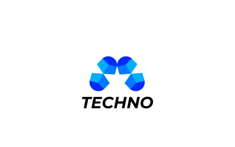 Bokstaven En Modern Blå Tech Logotyp