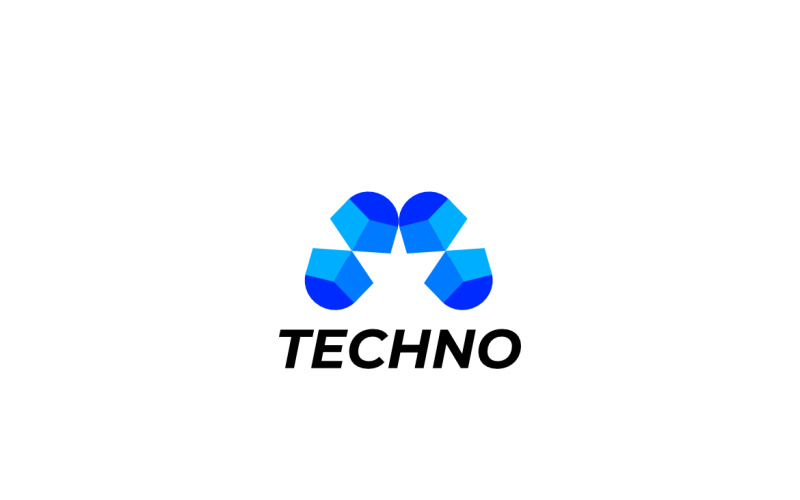 Litera A Nowoczesne niebieskie logo Tech