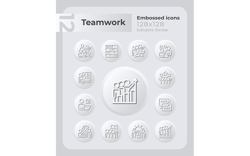 Team Samarbete präglade ikoner Set