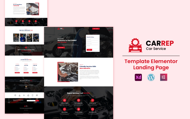 Carrep - Car Services Gebrauchsfertige Elementor-Landing-Page-Vorlage