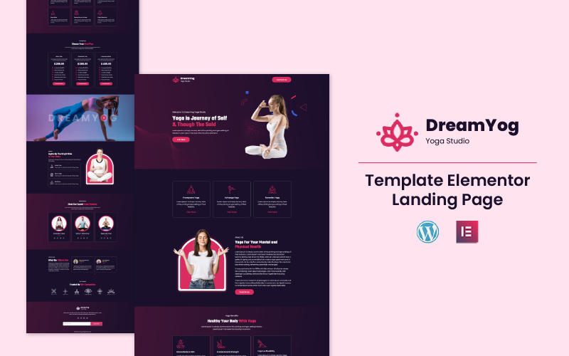DreamYoga - Elementor-sjabloon voor gezondheids- en fitnessdiensten