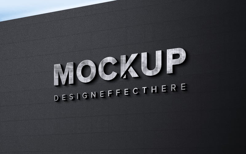 Logo Mockup White Sign on Black Wall Mockup - TemplateMonster