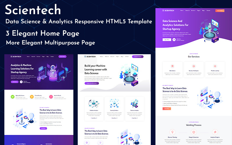 Scientech – Адаптивний HTML5-шаблон Data Science & Analytics
