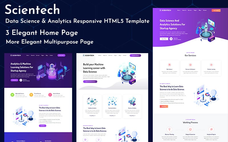 Scientech - Адаптивный шаблон HTML5 для науки о данных и аналитики