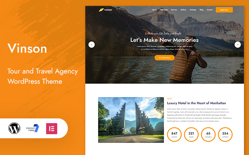 Vinson - Tour- und Reise-Landing Page WordPress Theme