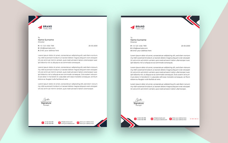 Corporate Business Briefkopf Vorlage Einfaches Design und Vektor-Illustration-Vorlagen-Design