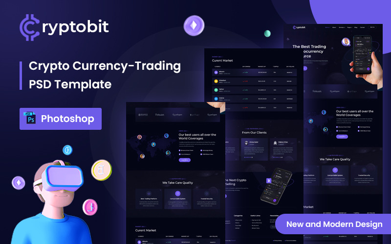Cryptobit 加密交易 PSD 模板