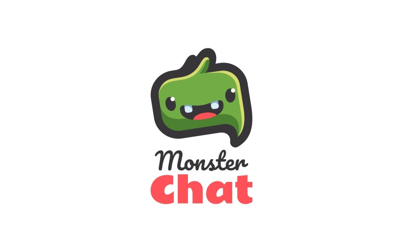 Logotipo de dibujos animados de chat de monstruo