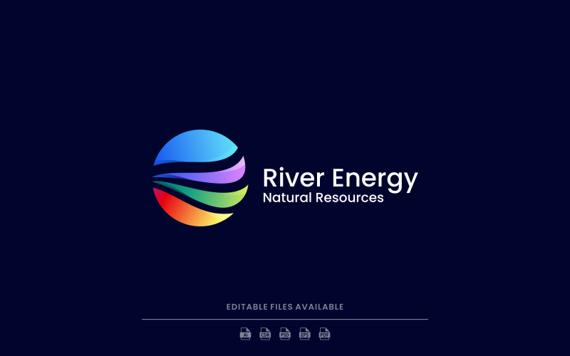 河流能源渐变彩色徽标