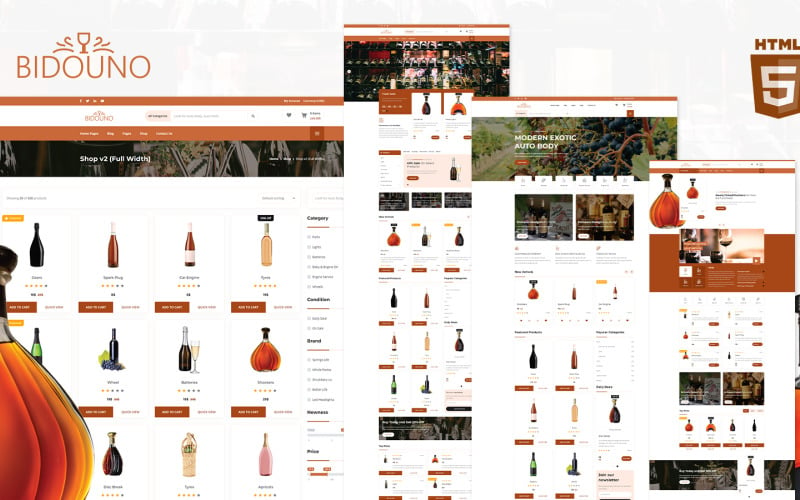 HTML5-шаблон веб-сайта Bidouno Wine Marketplace