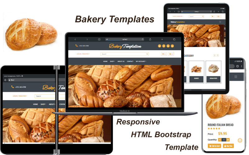 Modelos de padaria - Modelos de site HTML e CSS com design responsivo
