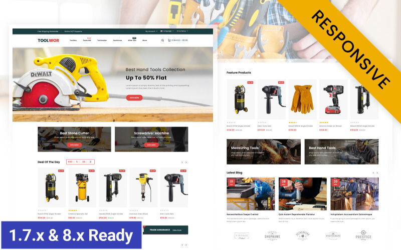 Toolwar - Thème réactif Prestashop pour magasin d'outils à main