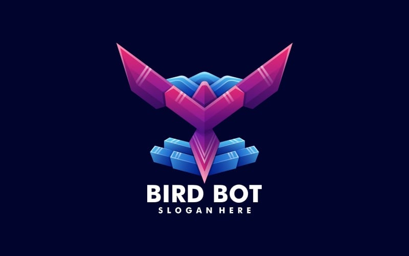 Vogel Robot Gradiënt Kleurrijk Logo