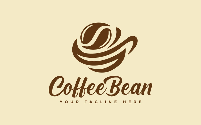 Xícara de Café com Design de Logotipo de Feijão