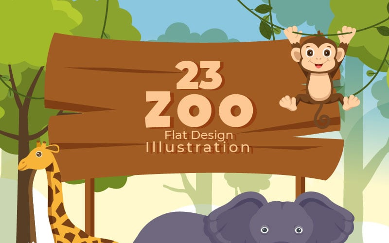 23 Ilustración de dibujos animados del zoológico