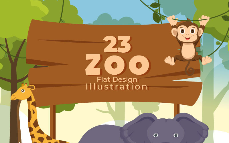 23 ilustracja kreskówka zoo