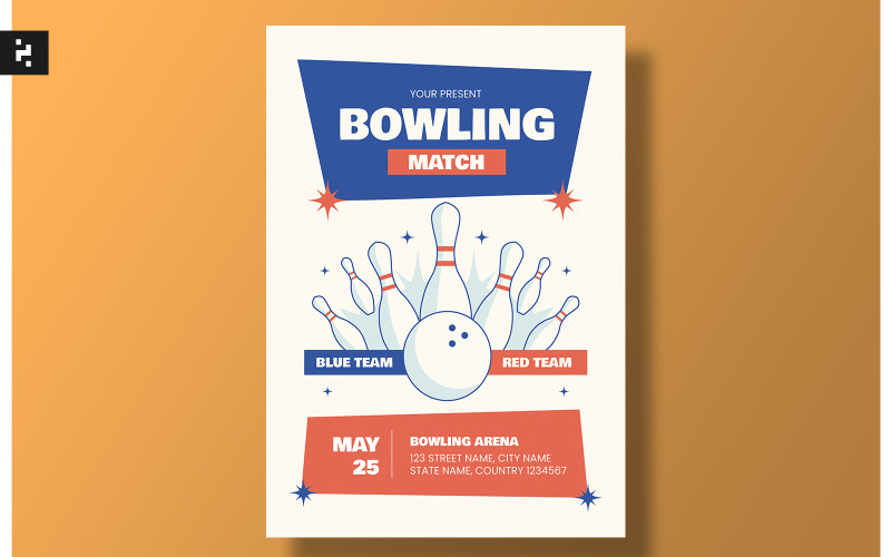 Modèle de jeu de Flyer de match de bowling