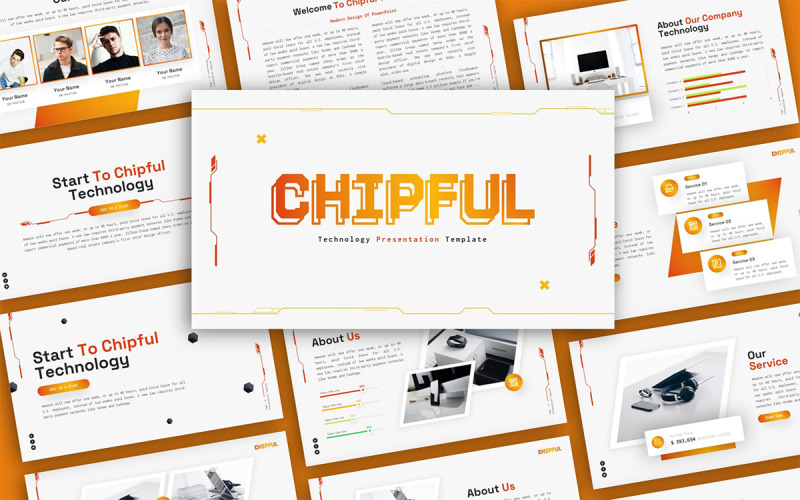 Modelo de apresentação do PowerPoint multiuso de tecnologia chipful
