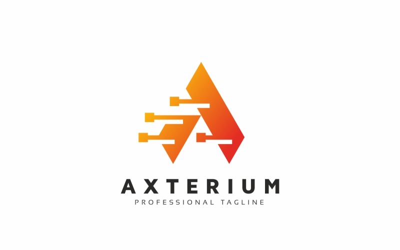 Plantilla de logotipo de Axterium Letter A Tech